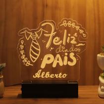 Luminária Abajur Feliz dia dos Pais LED Amarelo Luminária Abajur Feliz dia dos Pais LED Amarelo