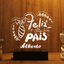 Luminária Abajur Feliz dia dos Pais LED Branco Luminária Abajur Feliz dia dos Pais LED Branco