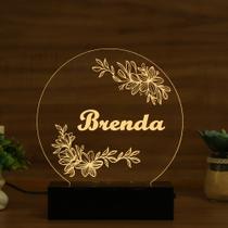 Luminária Abajur Flores Brilhantes LED Amarelo