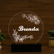 Luminária Abajur Flores Brilhantes LED Branco