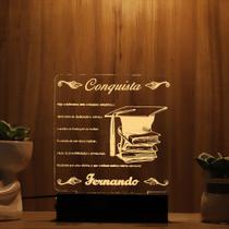 Luminária Abajur Formatura LED Amarelo