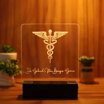 Luminária Abajur Formatura Medicina LED Amarelo