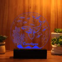 Luminária Abajur Fundo do Mar LED Azul