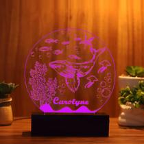 Luminária Abajur Fundo do Mar LED Rosa