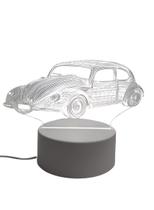 Luminária Abajur Fusca Display Acrílico Led 3d Mesa Quarto Namorado Luz Presente Mãe Pai Filho Avo Namorada