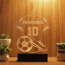 Luminária Abajur Futebol com Trófeu LED Amarelo