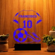 Luminária Abajur Futebol com Trófeu LED Azul