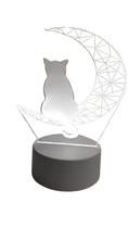 Luminária Abajur Gato Sentado Lua Presente Mãe Pai Filho Avo Namorada