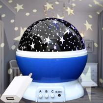 Luminaria Abajur Gira Projetor de Estrelas Quarto Infantil Criança Bebe Led Starry Night