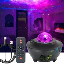 Luminária Abajur Gira Projetor Estrelas Galaxia Musica Bluetooth Usb Luz Led