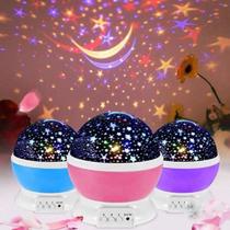 Luminária Abajur Giratório Colorido Projetor Estrelas Galáxia 360