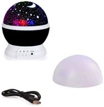 Luminaria Abajur Giratorio Projeçao Preto Globo Luz Estrelas - Preto Luminaria Abajur Giratorio Projeçao Preto Globo Luz Estrelas - Preto