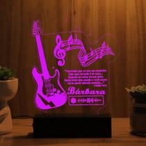Luminária Abajur Guitarra Spotify LED Rosa