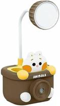 Luminaria Abajur Infantil Articulado Led Com Apontador e porta Lapis USB (Marrom) - imported