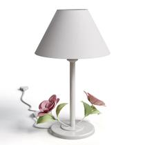 Luminária Abajur Infantil De Mesa em Ferro Dois Galhos com Flor Decorativa