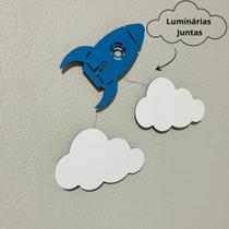 Luminária Abajur Infantil Kit Foguete e nuvem com led Decoração para Quarto menino Luminária Abajur Infantil Kit Foguete e nuvem com led Decoração para Quarto menino