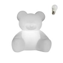 Luminária Abajur Infantil Urso Ursinho Teddy Branco com Lâmpada LED