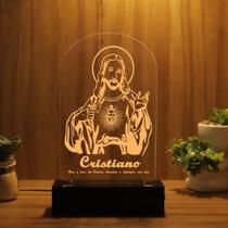 Luminária Abajur Jesus LED Amarelo Luminária Abajur Jesus LED Amarelo