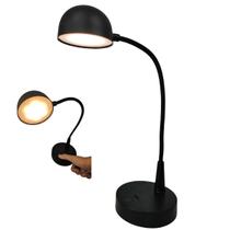 Luminaria Abajur LED 3 Tons Touch Flexivel USB Bateria Recarregavel Mesa Sala Quarto Cabeceira Trabalho Home Office Recepçao Escritorio Iluminaçao Dec