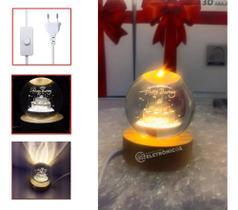 Luminária Abajur Led 3d De Mesa Decorativa Bola De Cristal 61300