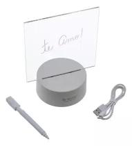Luminária Abajur LED 3D Tipo Lousa Mágica para Escrever com Caneta