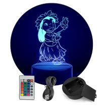 Luminária Abajur Lilo e Stitch - Lilo Dançando RGB Controle - ShopC
