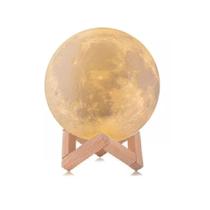 Luminária Abajur Lua Cheia 3D LED com Suporte 12cm Sem Fio