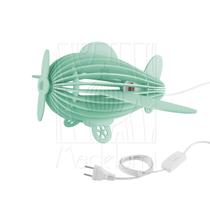 Luminária Abajur Madeira Avião Teco Teco Verde Claro E27 Luminária Abajur Madeira Avião Teco Teco Verde Claro E27