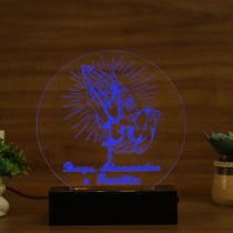 Luminária Abajur Mãos Juntas Rezando LED Azul