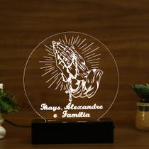 Luminária Abajur Mãos Juntas Rezando LED Branco Luminária Abajur Mãos Juntas Rezando LED Branco
