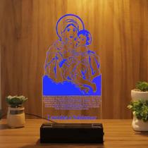 Luminária Abajur Maria E Menino Jesus LED Azul