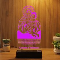 Luminária Abajur Maria E Menino Jesus LED Rosa
