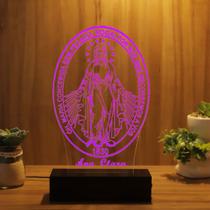 Luminária Abajur Medalha Milagrosa LED Rosa