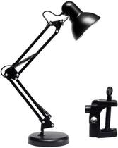 Luminária Abajur Mesa Base Articulável Flexível Dobrável Preto LK780