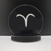 Luminária Abajur Mesa LED RGB Fonte Bivolt Decoração Horoscopo Signo Aries Clean