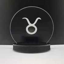 Luminária Abajur Mesa LED RGB Fonte Bivolt Decoração Horoscopo Signo Touro Clean
