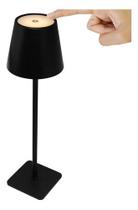 Luminária Abajur Mesa Led S/ Fio Recarregável Quente Frio Preto