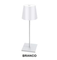 Luminaria Abajur Mesa LED Touch Sem Fio Recarregavel - Branco