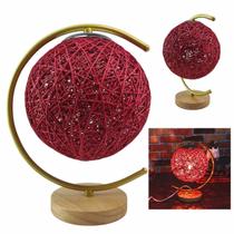 Luminaria Abajur Mesa Meia Lua Cupula Bola Rustico Base Madeira Decoraçao Quarto Sala Escritorio Casa Loja Iluminaçao Enfeite