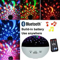 Luminária Abajur Music Com Bluetooth Projetor Globo Estrelas