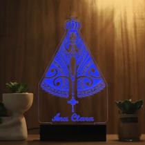 Luminária Abajur Nossa Senhora Aparecida contemporânea LED Azul Luminária Abajur Nossa Senhora Aparecida contemporânea LED Azul