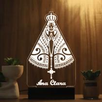 Luminária Abajur Nossa Senhora Aparecida contemporânea LED Branco