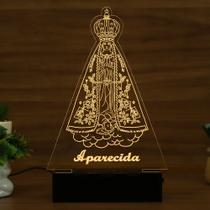 Luminária Abajur Nossa Senhora Aparecida LED Amarelo