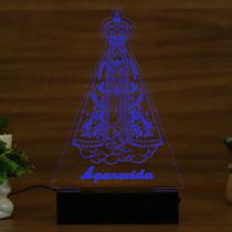 Luminária Abajur Nossa Senhora Aparecida LED Azul Luminária Abajur Nossa Senhora Aparecida LED Azul
