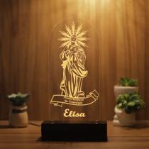 Luminária Abajur Nossa Senhora da Conceição LED Amarelo Luminária Abajur Nossa Senhora da Conceição LED Amarelo