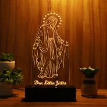 Luminária Abajur Nossa Senhora das Graças LED Amarelo