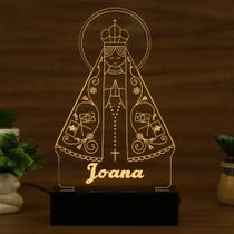 Luminária Abajur Nossa Senhora de Aparecida Minimalista LED Amarelo