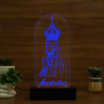 Luminária Abajur Nossa Senhora de Fátima LED Azul