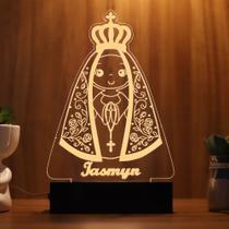 Luminária Abajur Nossa Senhora Iluminada LED Amarelo