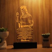 Luminária Abajur Oração de Santa Bárbara LED Amarelo Luminária Abajur Oração de Santa Bárbara LED Amarelo